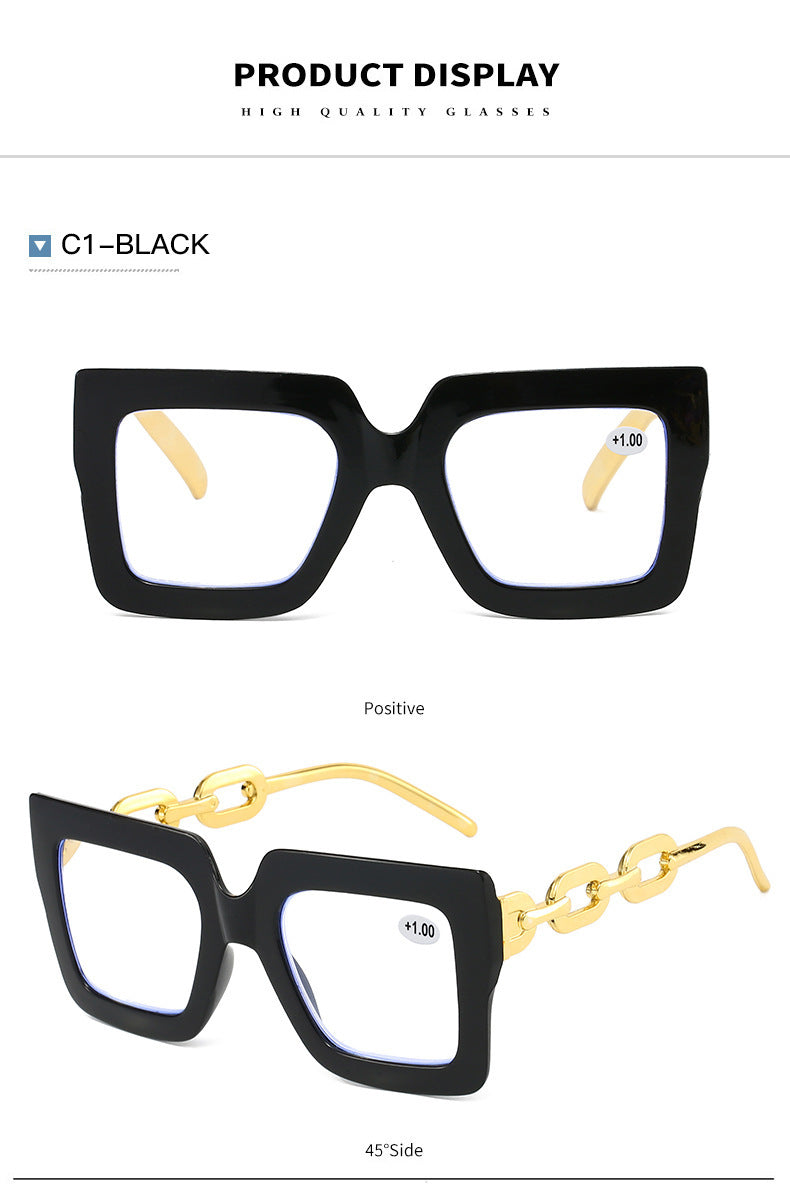 🔥Lastday 70% OFF-Women’s Oversized Square Chain Reading Glasses(1set-6pcs)