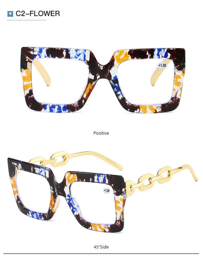 🔥Lastday 70% OFF-Women’s Oversized Square Chain Reading Glasses(1set-6pcs)