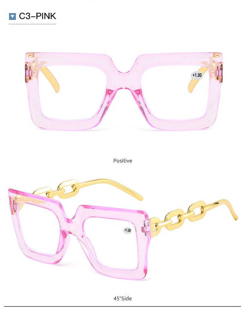 🔥Lastday 70% OFF-Women’s Oversized Square Chain Reading Glasses(1set-6pcs)