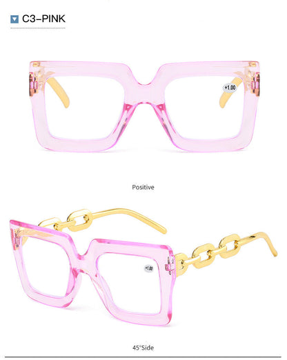 🔥Lastday 70% OFF-Women’s Oversized Square Chain Reading Glasses(1set-6pcs)