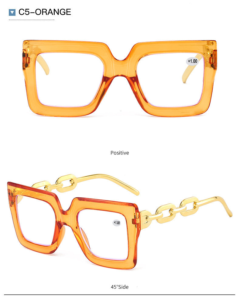 🔥Lastday 70% OFF-Women’s Oversized Square Chain Reading Glasses(1set-6pcs)